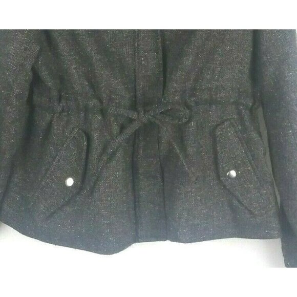 Jones NY Sport Petites Large Jacket Black Gray Drawstring Snap Up Casual - Picture 3 of 7